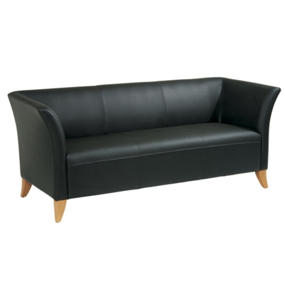 Black Leather with Maple Finish Legs